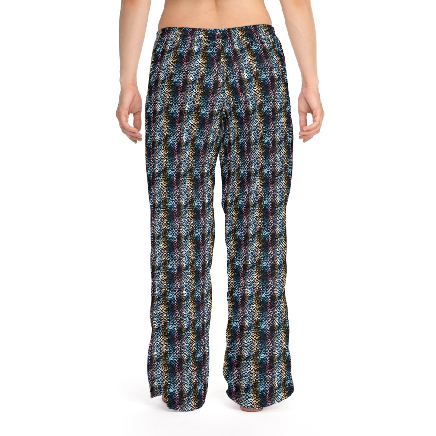 Pajama Pants Women's Snake Scale #16 Blue Lavender Gold