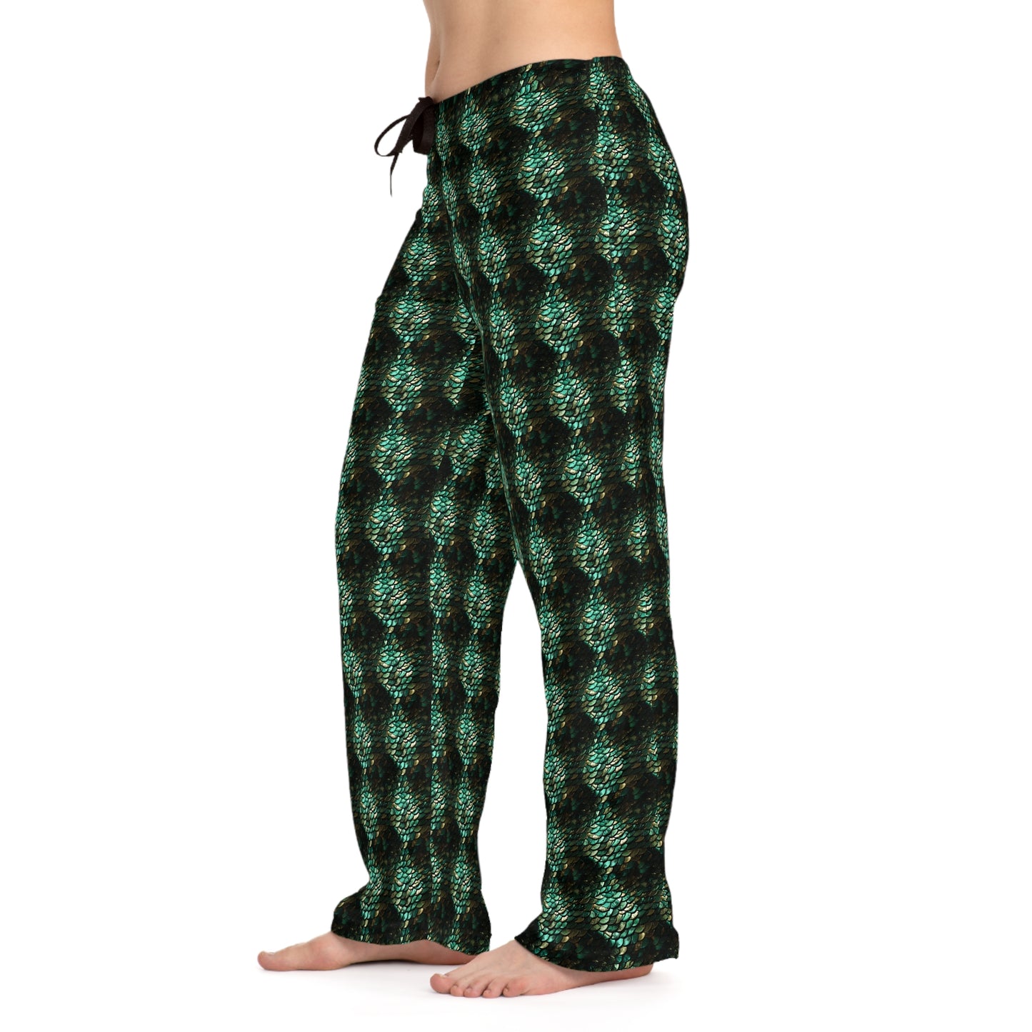 Pajama Pants Women's Snake Scale #74 Green Silver Gold