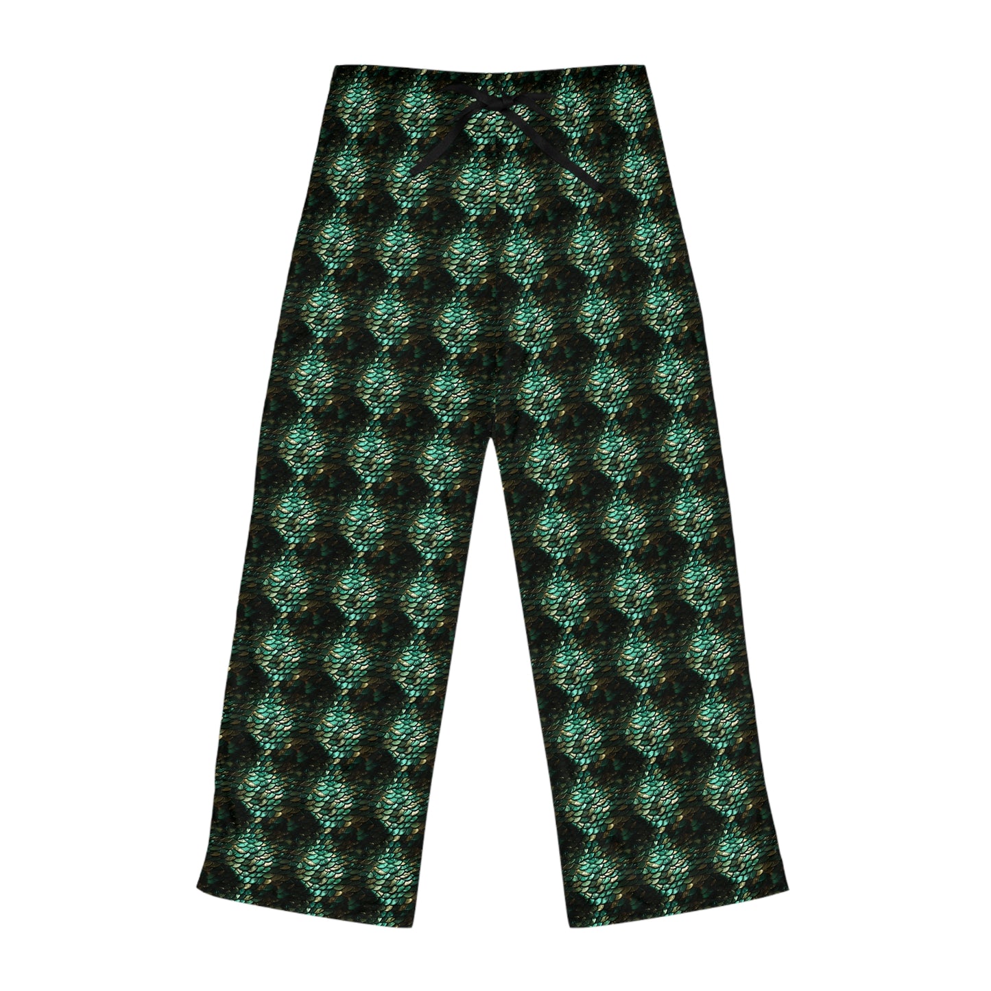 Pajama Pants Women's Snake Scale #74 Green Silver Gold