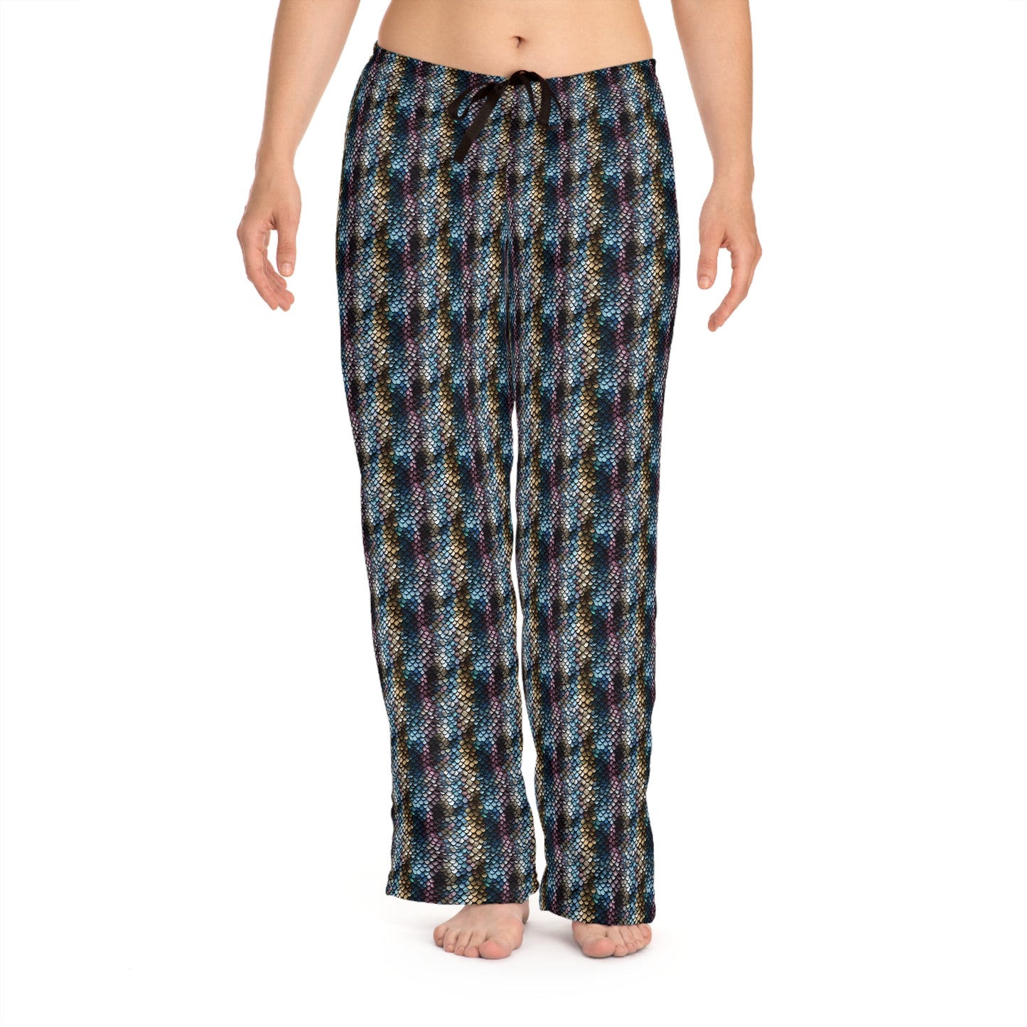 Pajama Pants Women's Snake Scale #16 Blue Lavender Gold