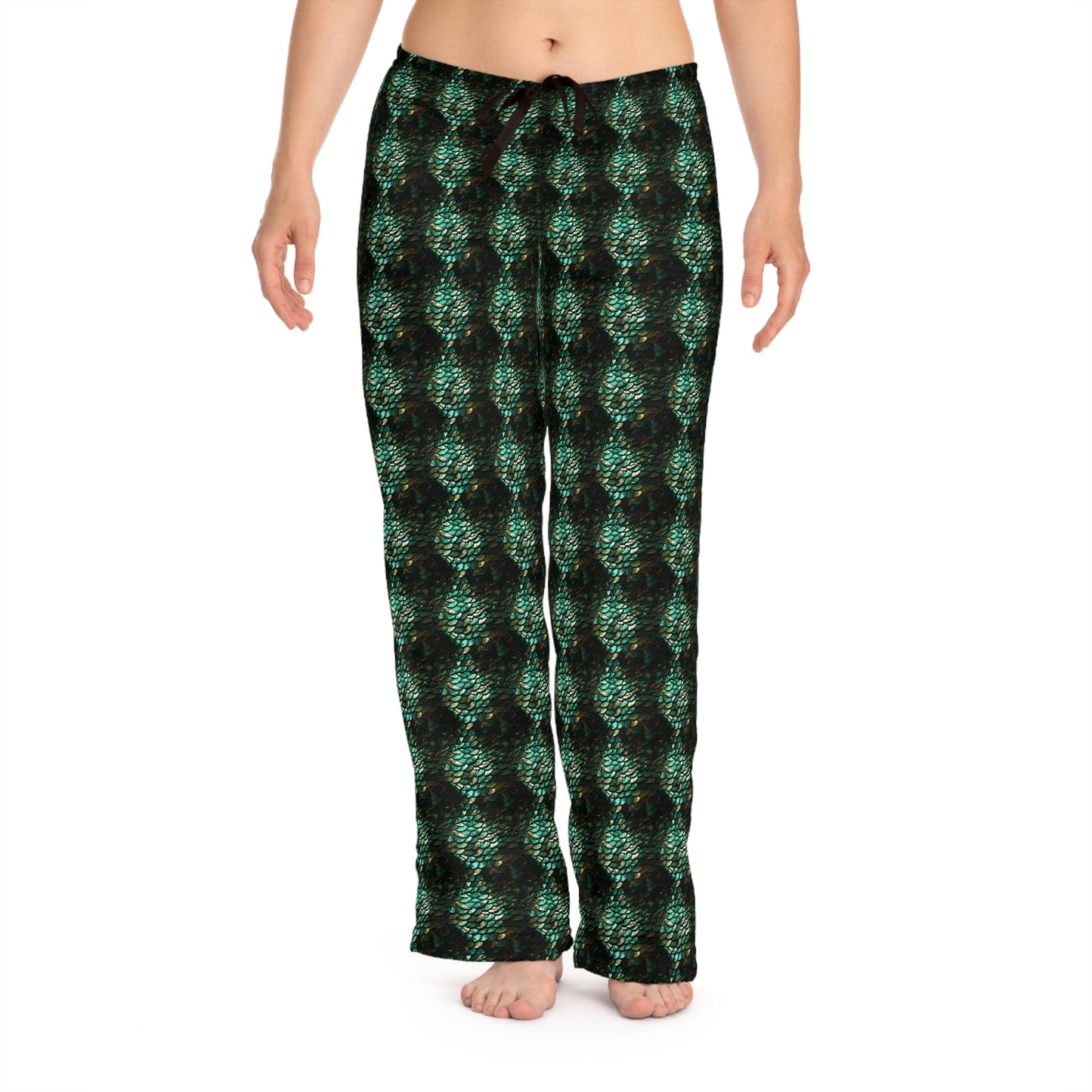 Pajama Pants Women's Snake Scale #74 Green Silver Gold