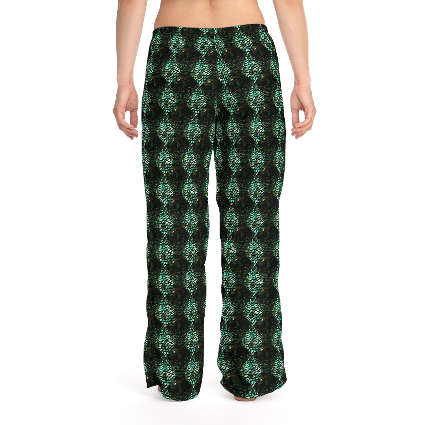 Pajama Pants Women's Snake Scale #74 Green Silver Gold