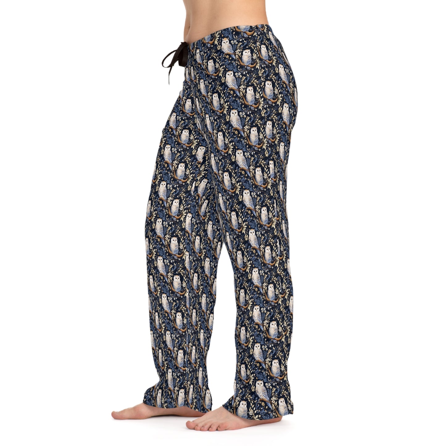 Pajama Pants Women's Winter Fashion Snowy owl Elegance