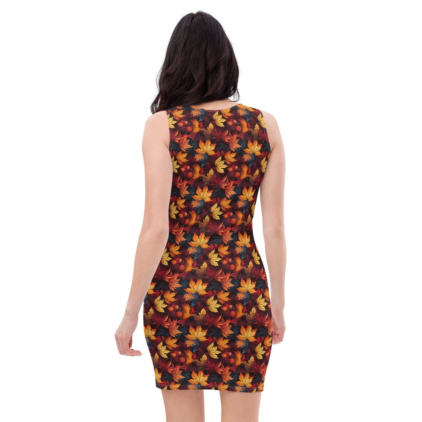 Bodycon Dress Fall Fashion Autumn Leaves Scatter