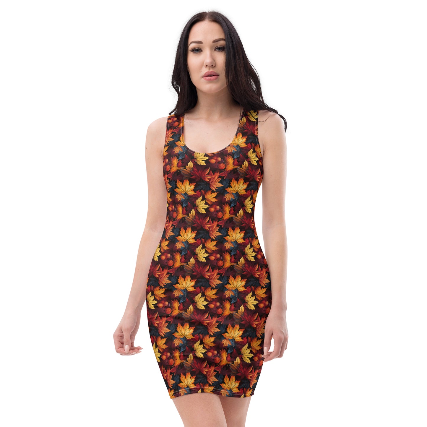 Bodycon Dress Fall Fashion Autumn Leaves Scatter