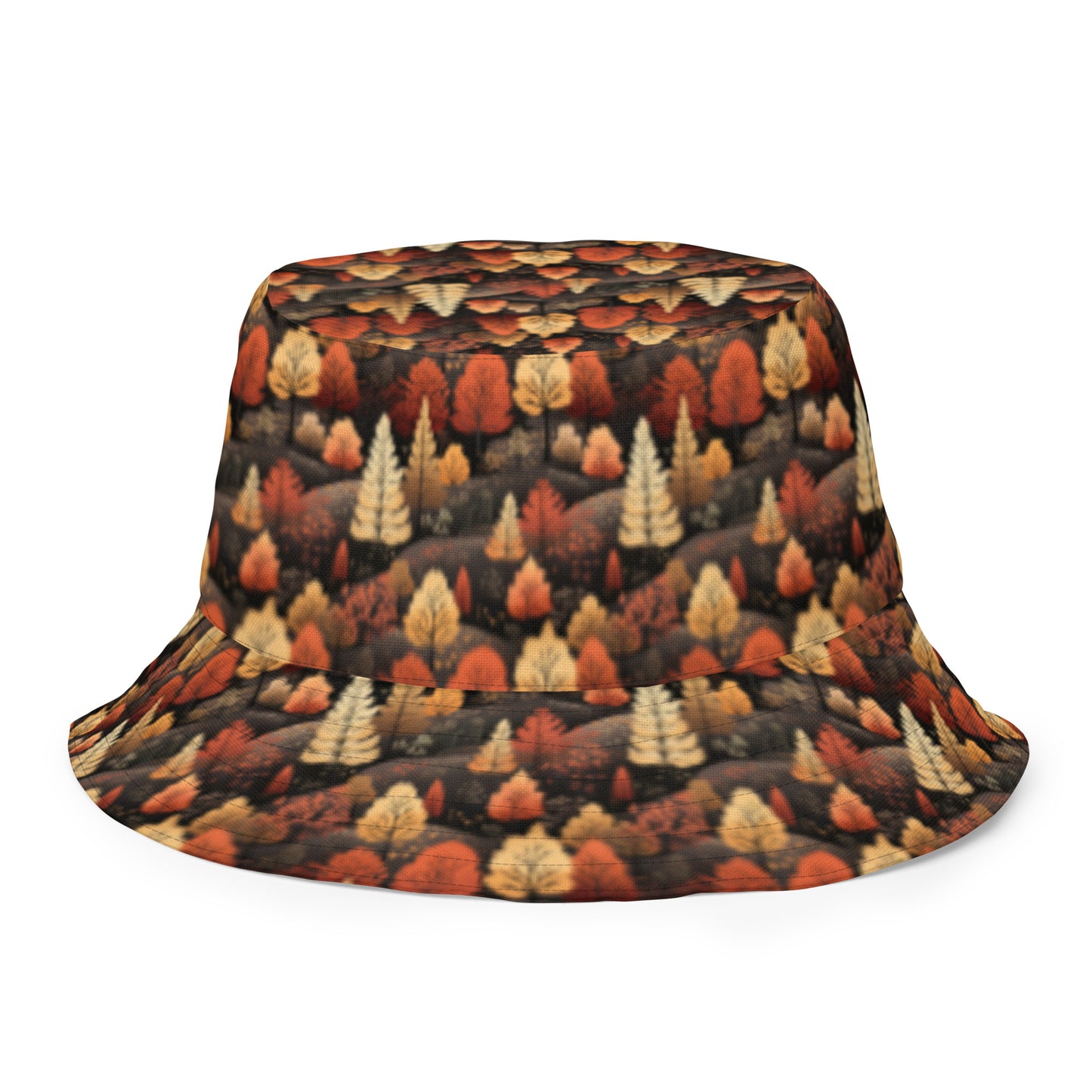 Reversible Bucket Hat Fall Fashion Autumn Leaves Scatter & Autumn Forest Walk