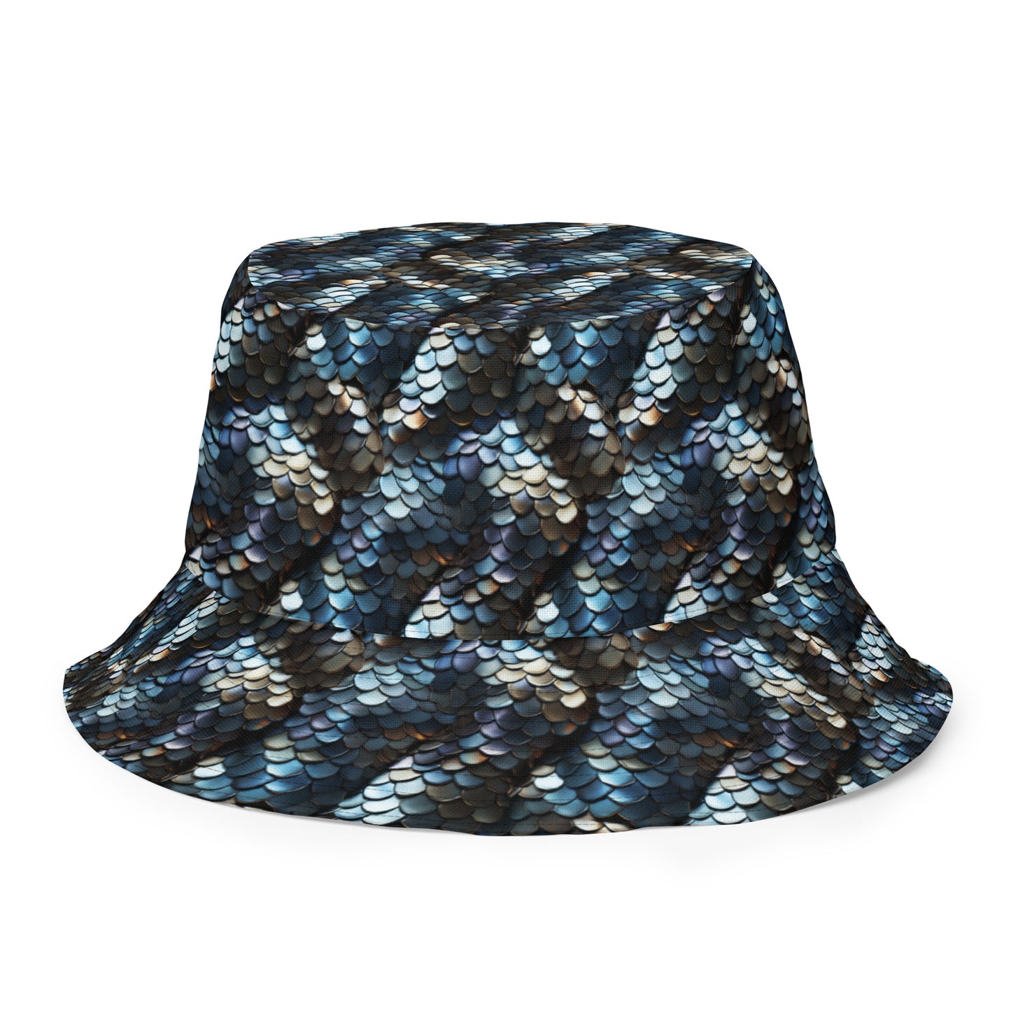 Reversible Bucket Hat Snake Scale #8 & 48 Ruby Red Blue