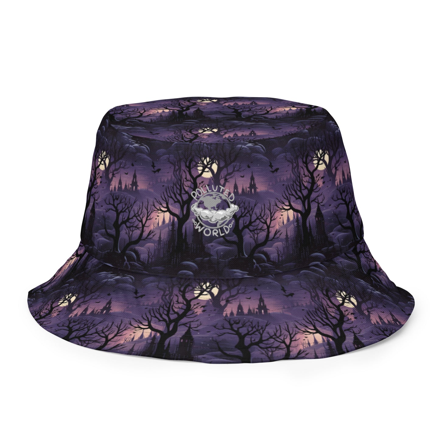 Reversible Bucket Hat Halloween Spooky Forest & Halloween Graveyard