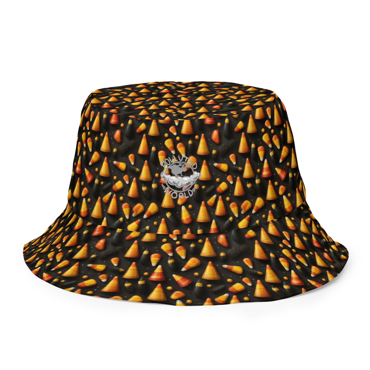 Reversible Bucket Hat Halloween Spooky Cauldron & Candy Corn
