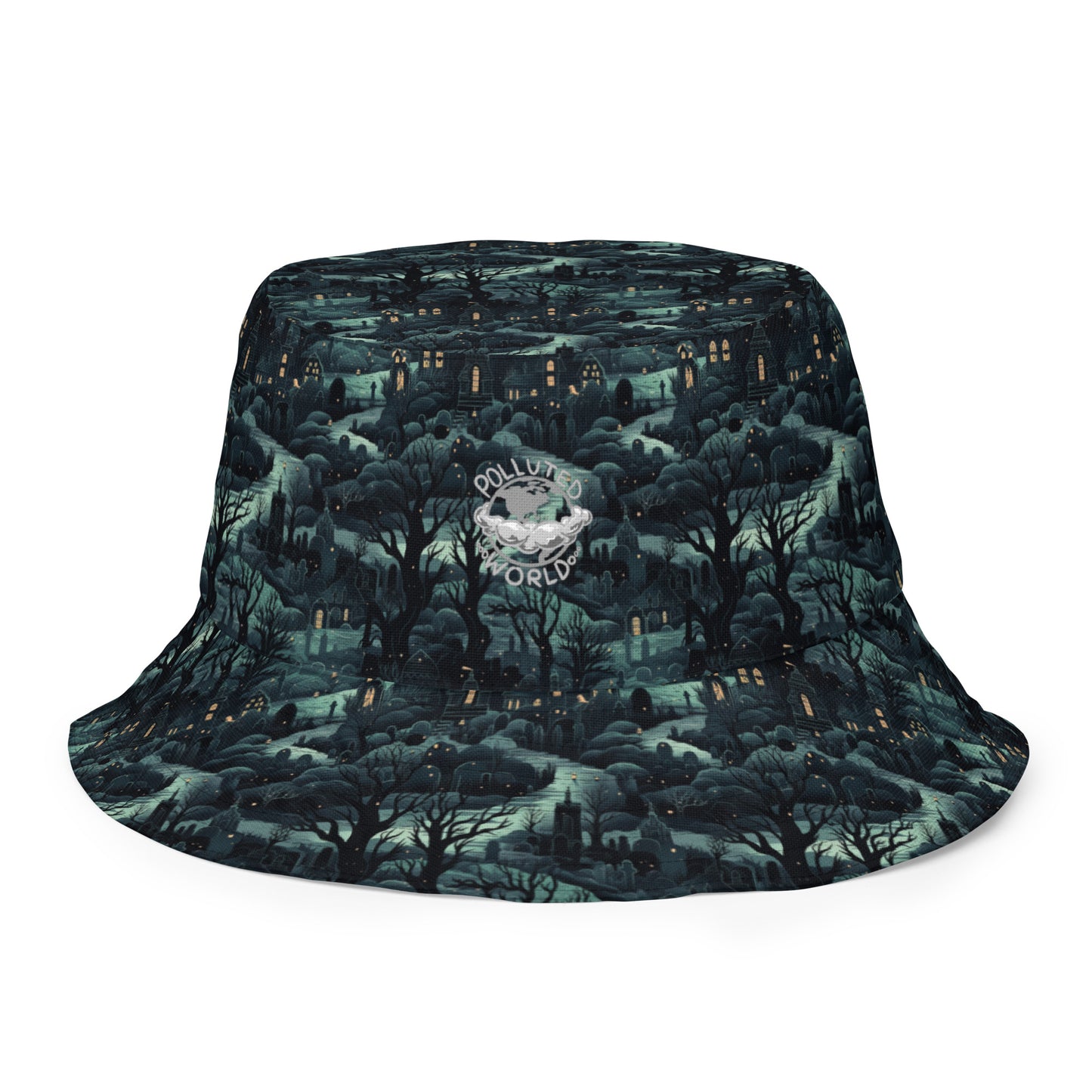 Reversible Bucket Hat Halloween Spooky Forest & Halloween Graveyard