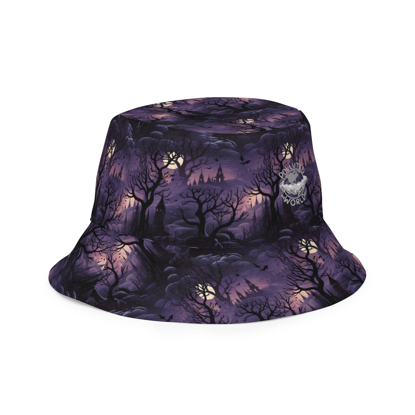 Reversible Bucket Hat Halloween Spooky Forest & Halloween Graveyard