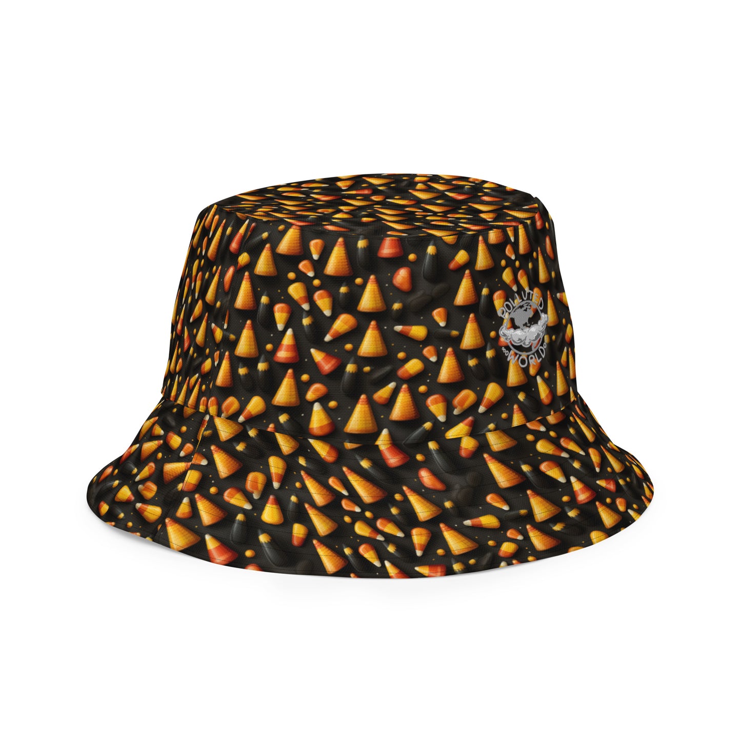 Reversible Bucket Hat Halloween Spooky Cauldron & Candy Corn