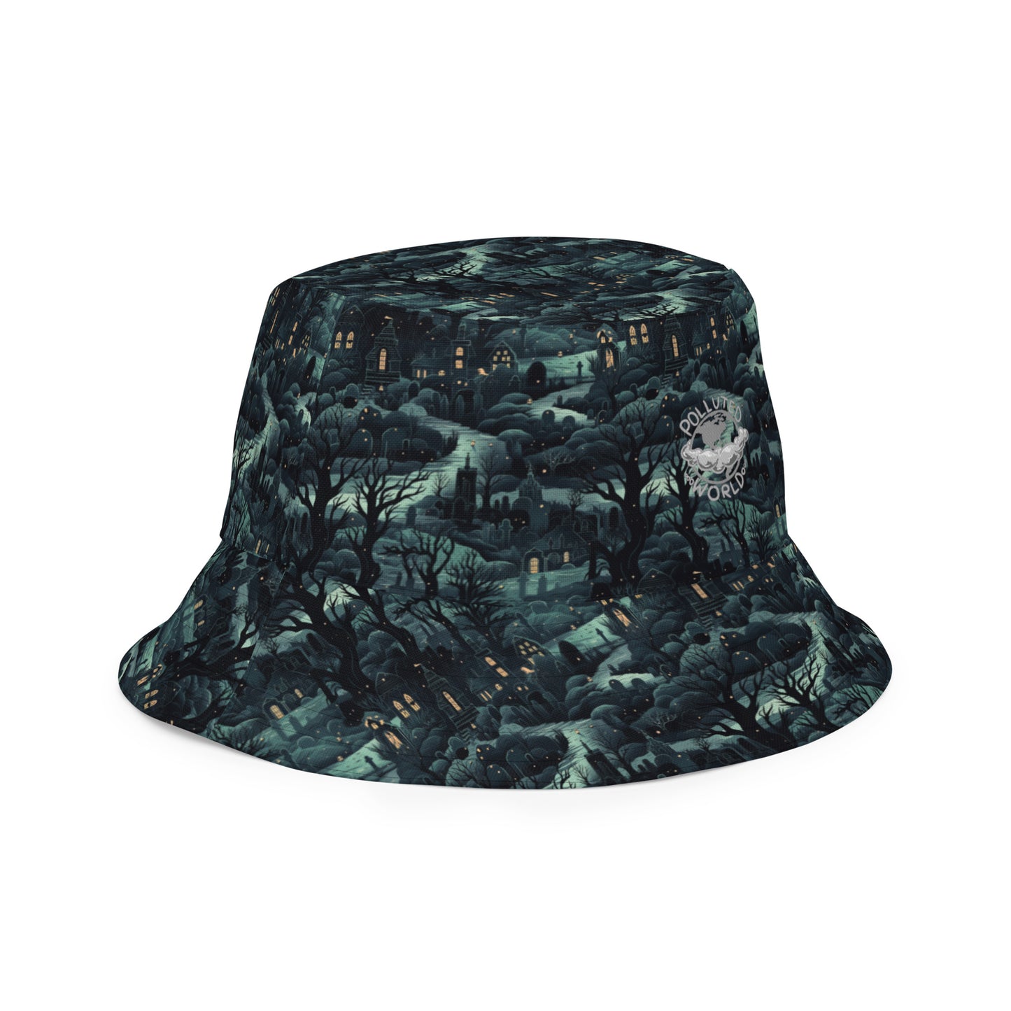 Reversible Bucket Hat Halloween Spooky Forest & Halloween Graveyard