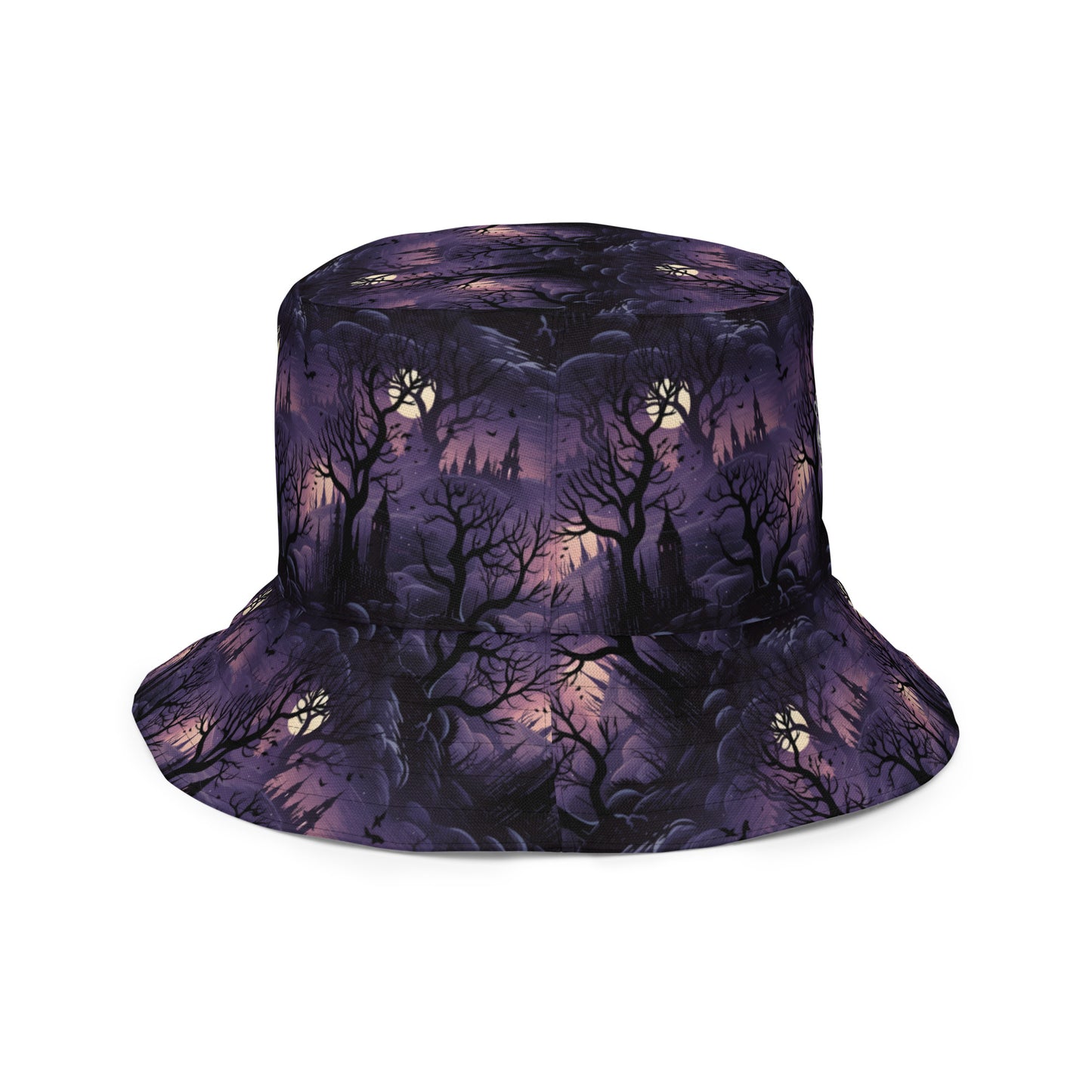 Reversible Bucket Hat Halloween Spooky Forest & Halloween Graveyard