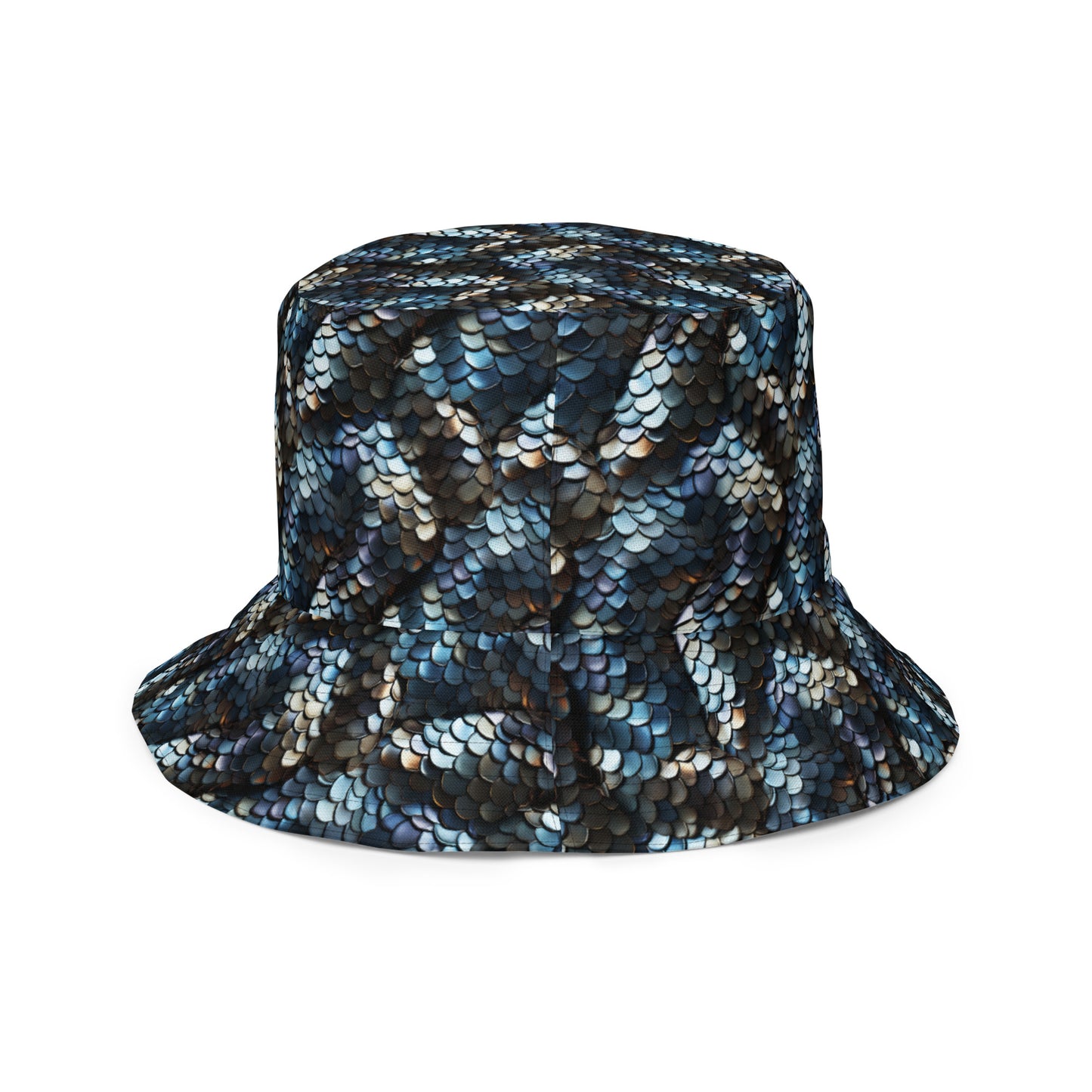 Reversible Bucket Hat Snake Scale #8 & 48 Ruby Red Blue