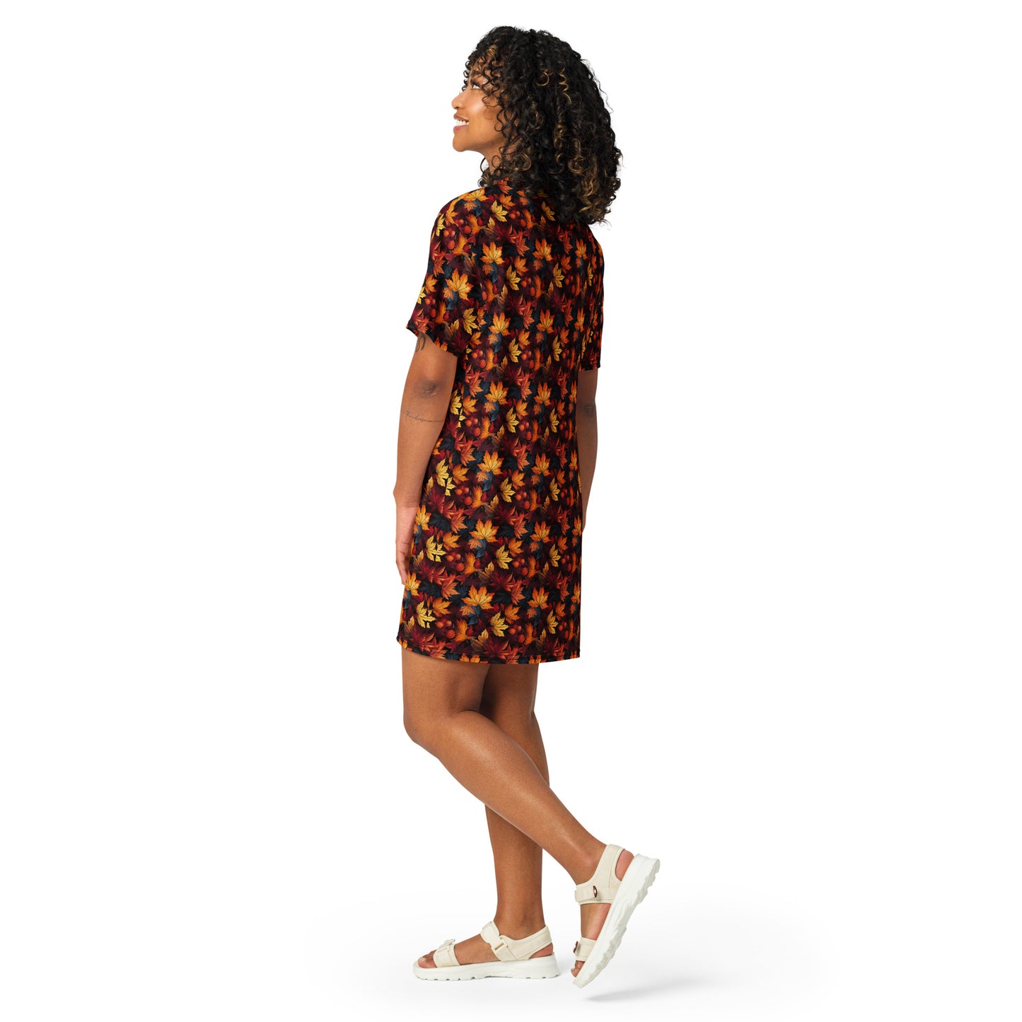 T-shirt Dress Fall Fashion Autumn Leaves Scatter