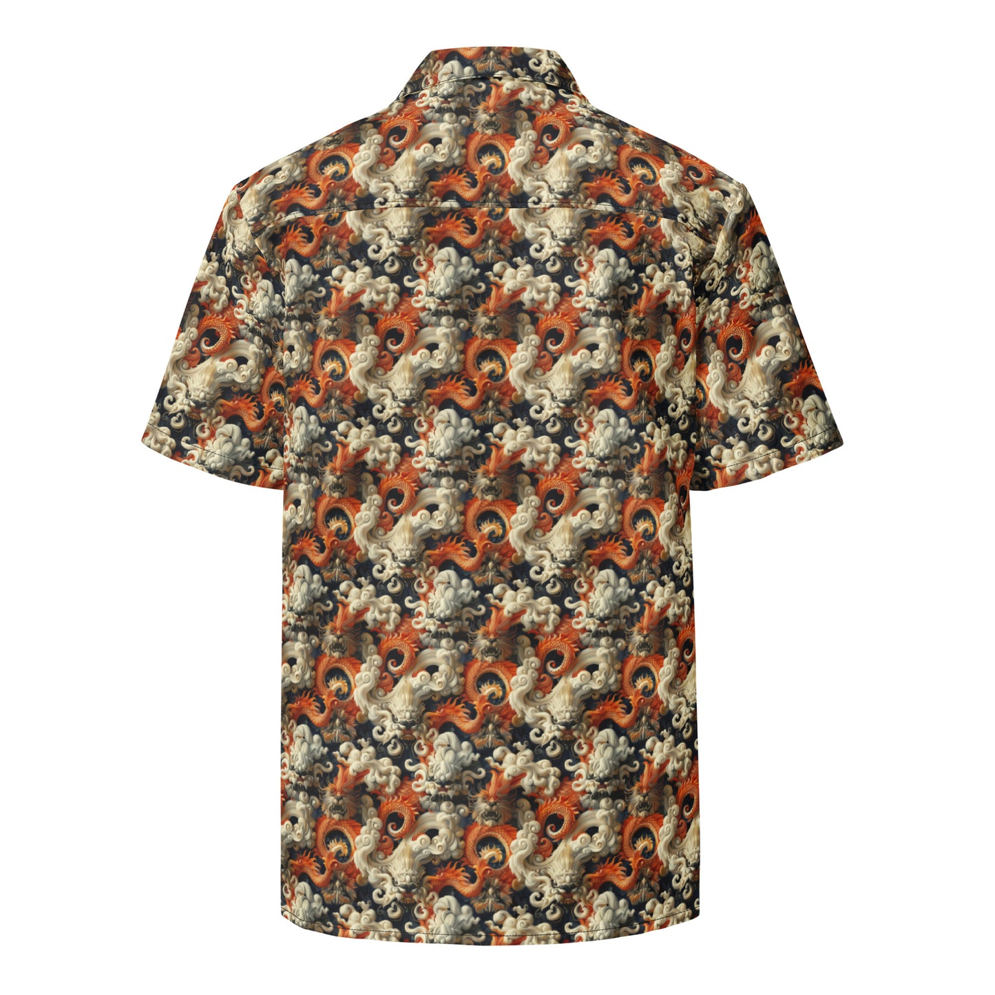 Button Shirt Chinese Dragon Orange