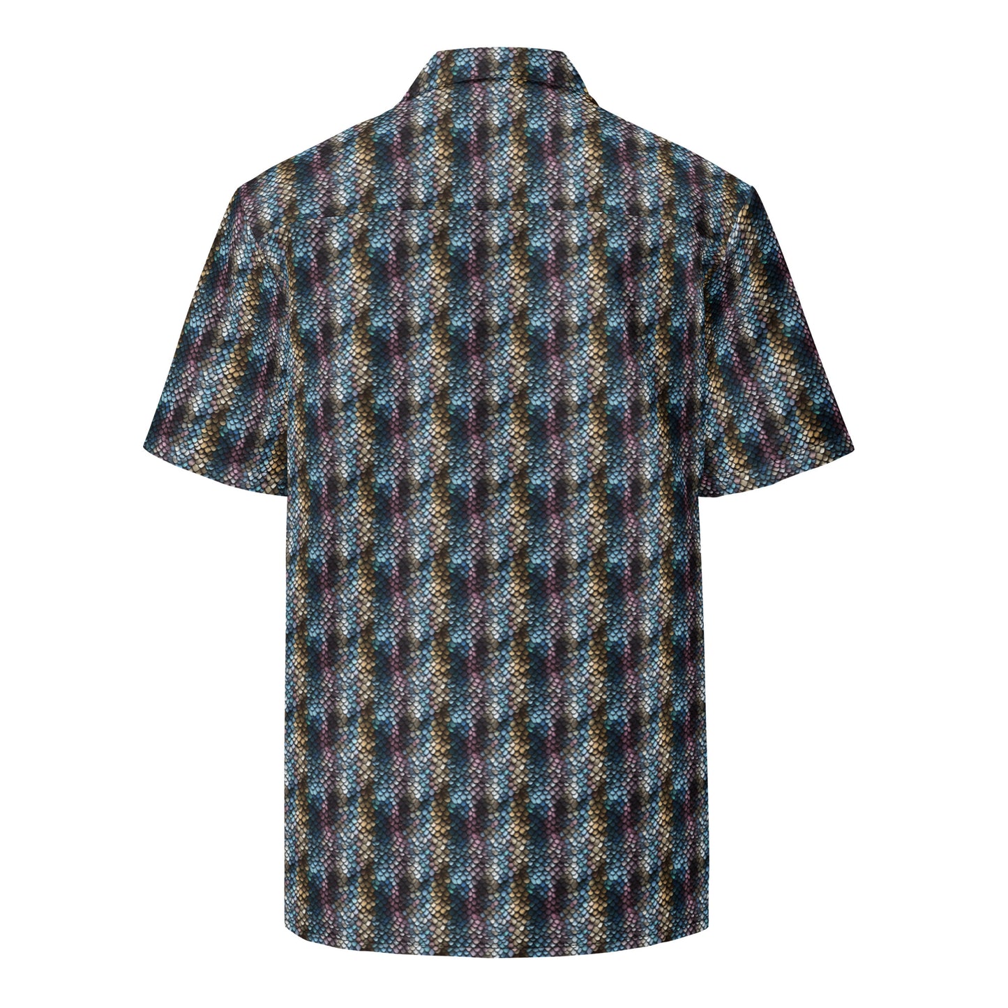 Button Shirt Snake Scale #16 Blue Lavender Gold