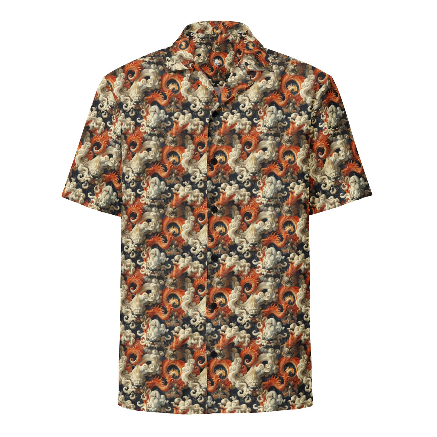 Button Shirt Chinese Dragon Orange