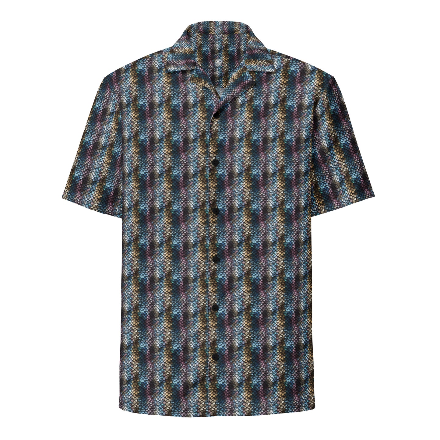 Button Shirt Snake Scale #16 Blue Lavender Gold