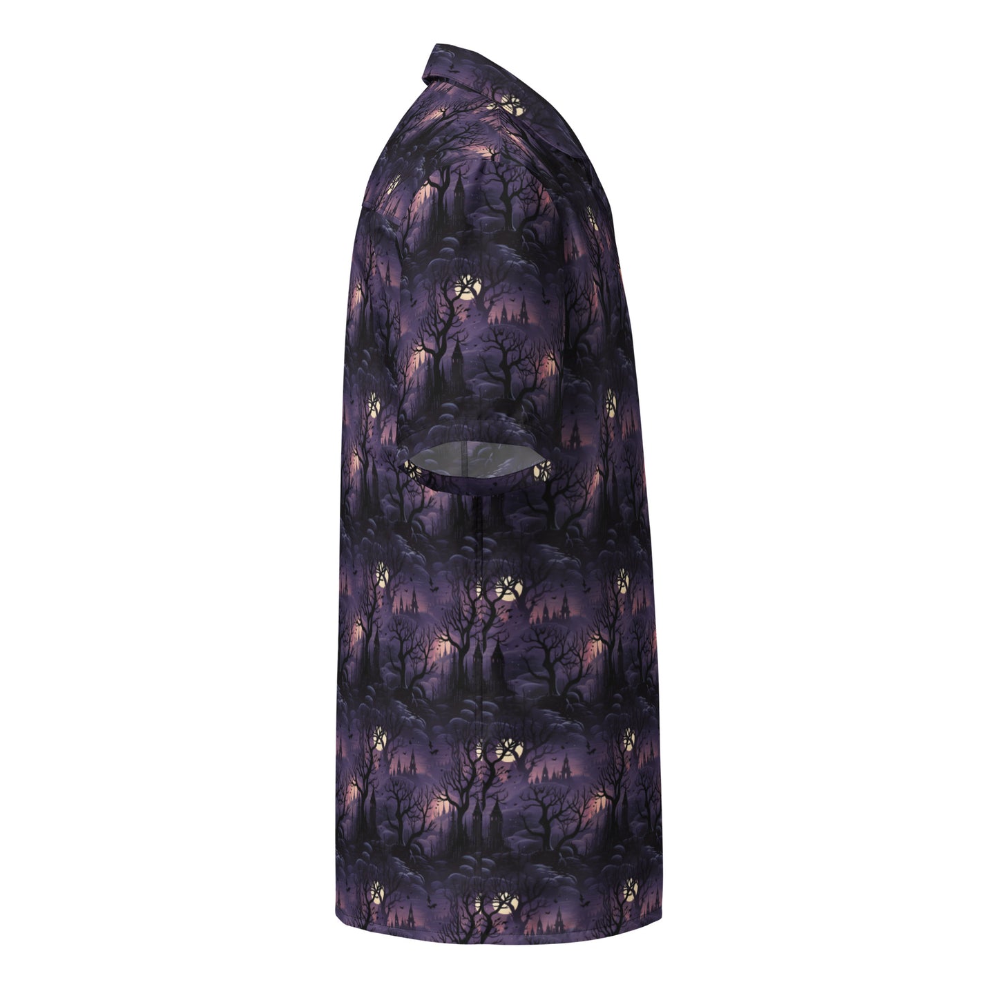 Button Shirt Halloween Spooky Forest Shadows