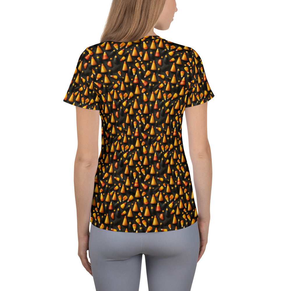 Women's Athletic T-shirt Halloween Candy Corn