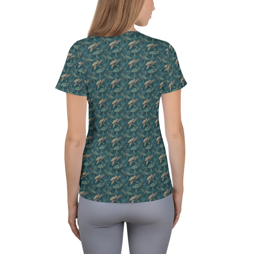 Women's Athletic T-Shirt Sea Turtle Green