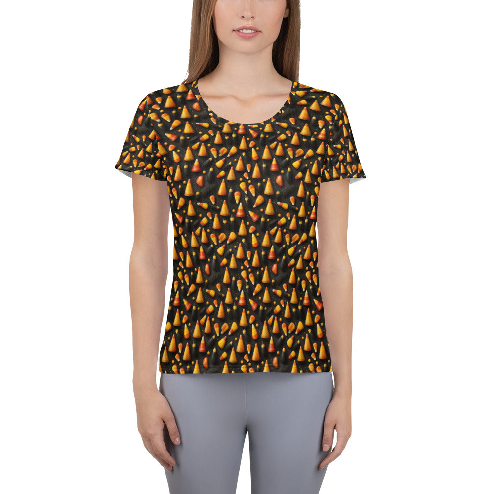 Women's Athletic T-shirt Halloween Candy Corn