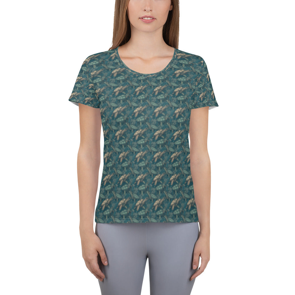 Women's Athletic T-Shirt Sea Turtle Green