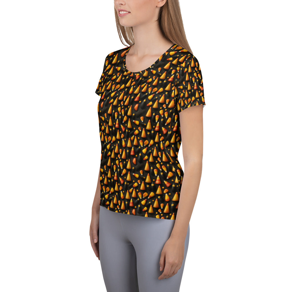 Women's Athletic T-shirt Halloween Candy Corn