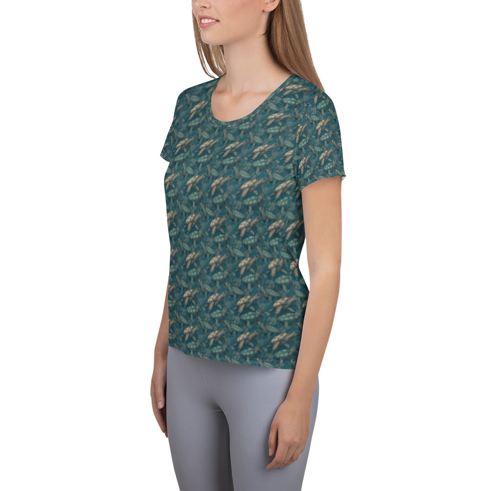 Women's Athletic T-Shirt Sea Turtle Green