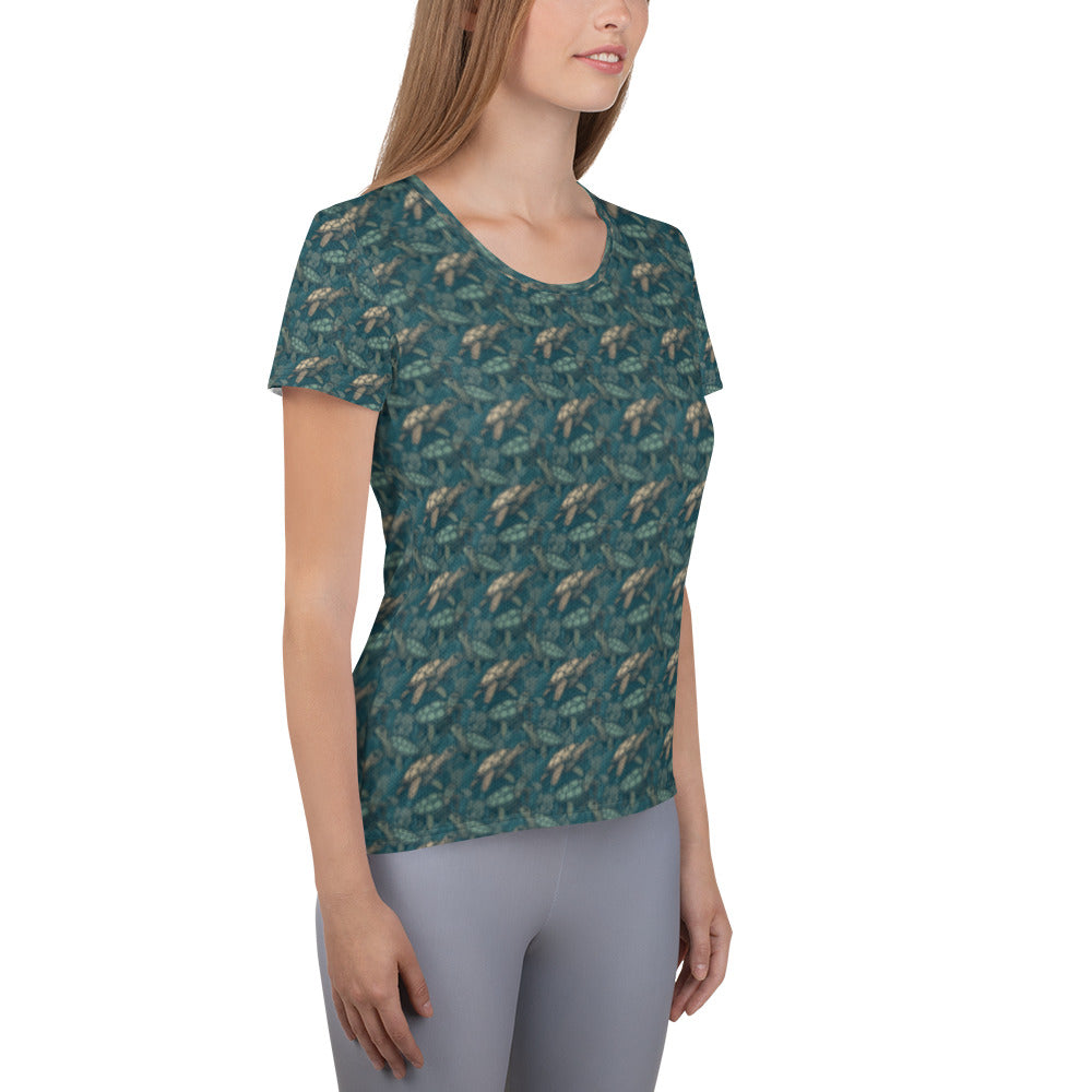 Women's Athletic T-Shirt Sea Turtle Green