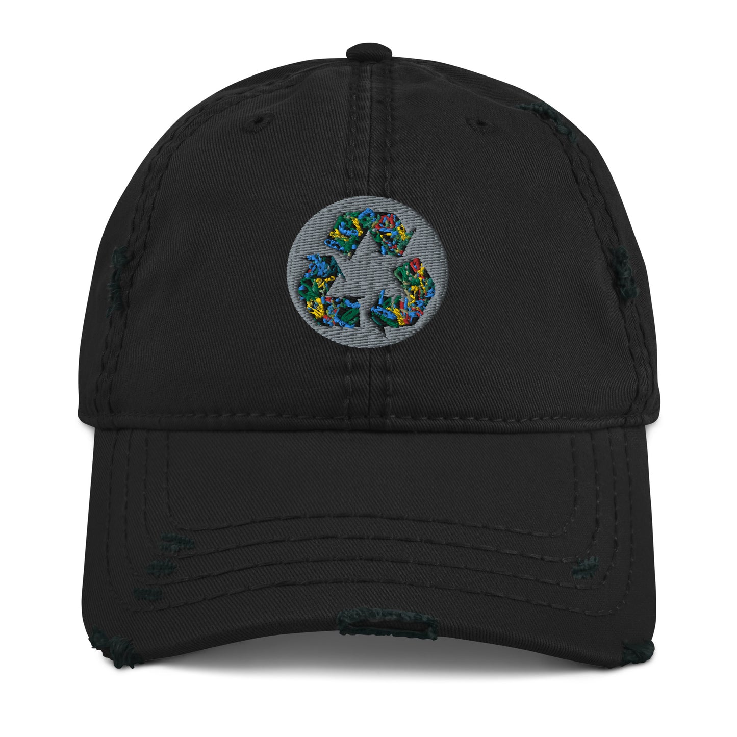 Distressed Dad Hat Polluted World Micro-Plastic Recycling