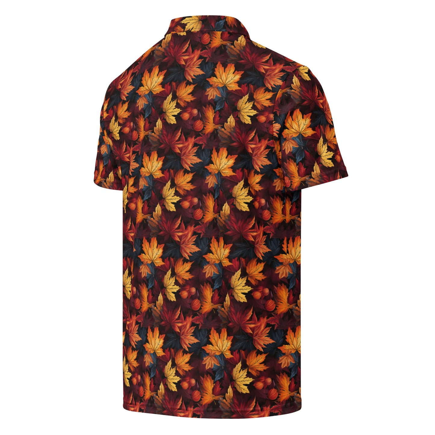 Polo Shirt Slim Fit Fall Fashion Autumn Leaves Scatter