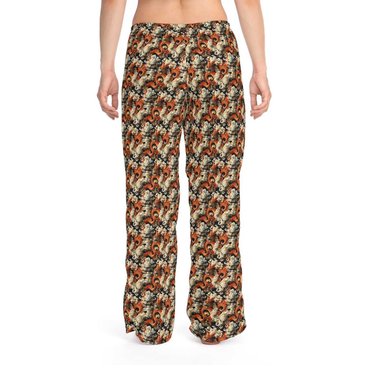 Pajama Pants Women's Oriental Dragon Orange