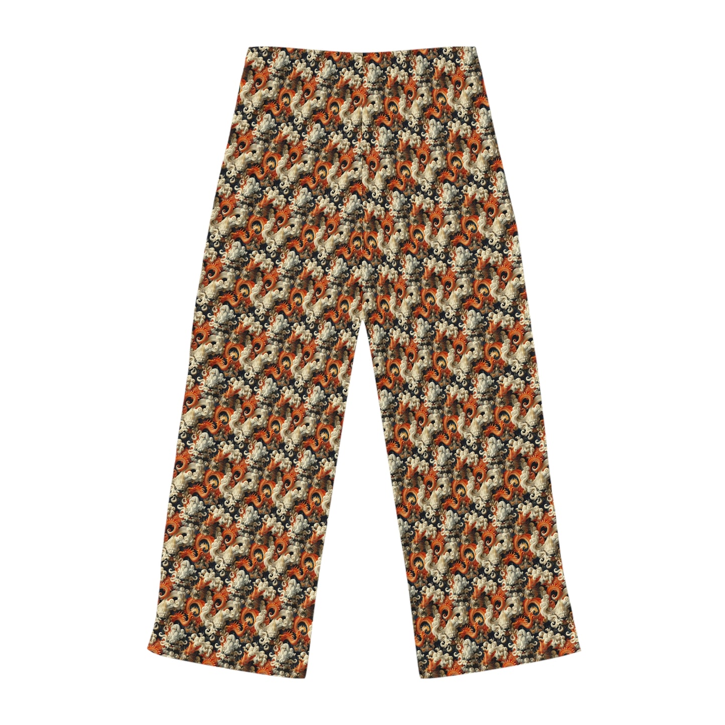 Pajama Pants Women's Oriental Dragon Orange