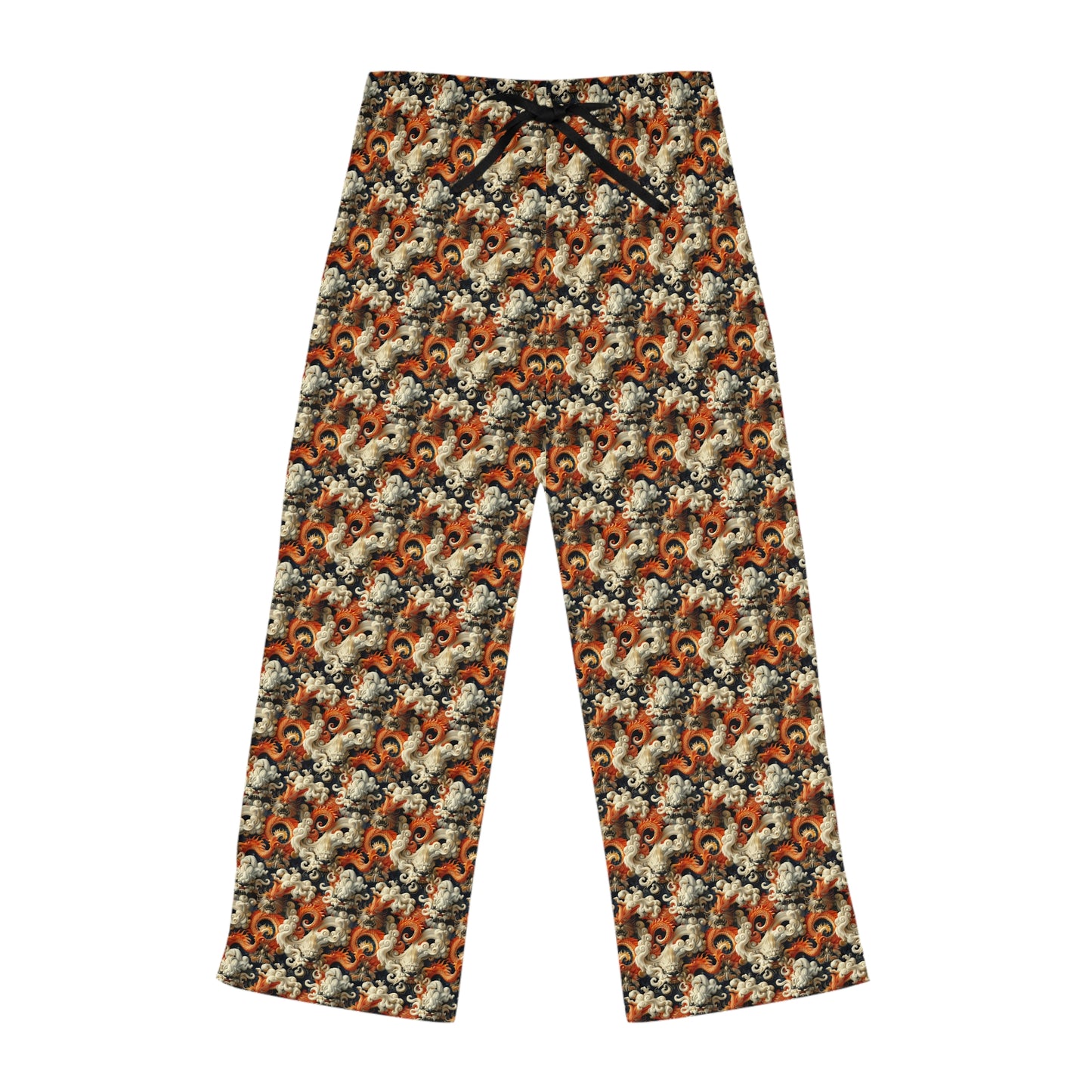Pajama Pants Women's Oriental Dragon Orange