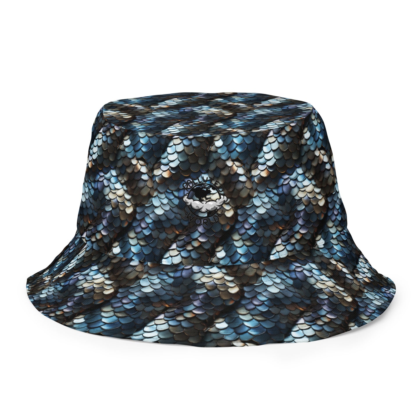 Reversible Bucket Hat Snake Scale #8 & 48 Ruby Red Blue