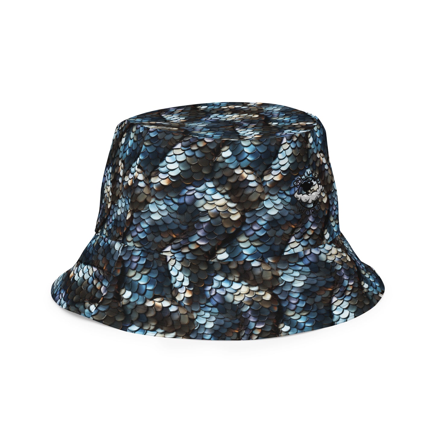Reversible Bucket Hat Snake Scale #8 & 48 Ruby Red Blue