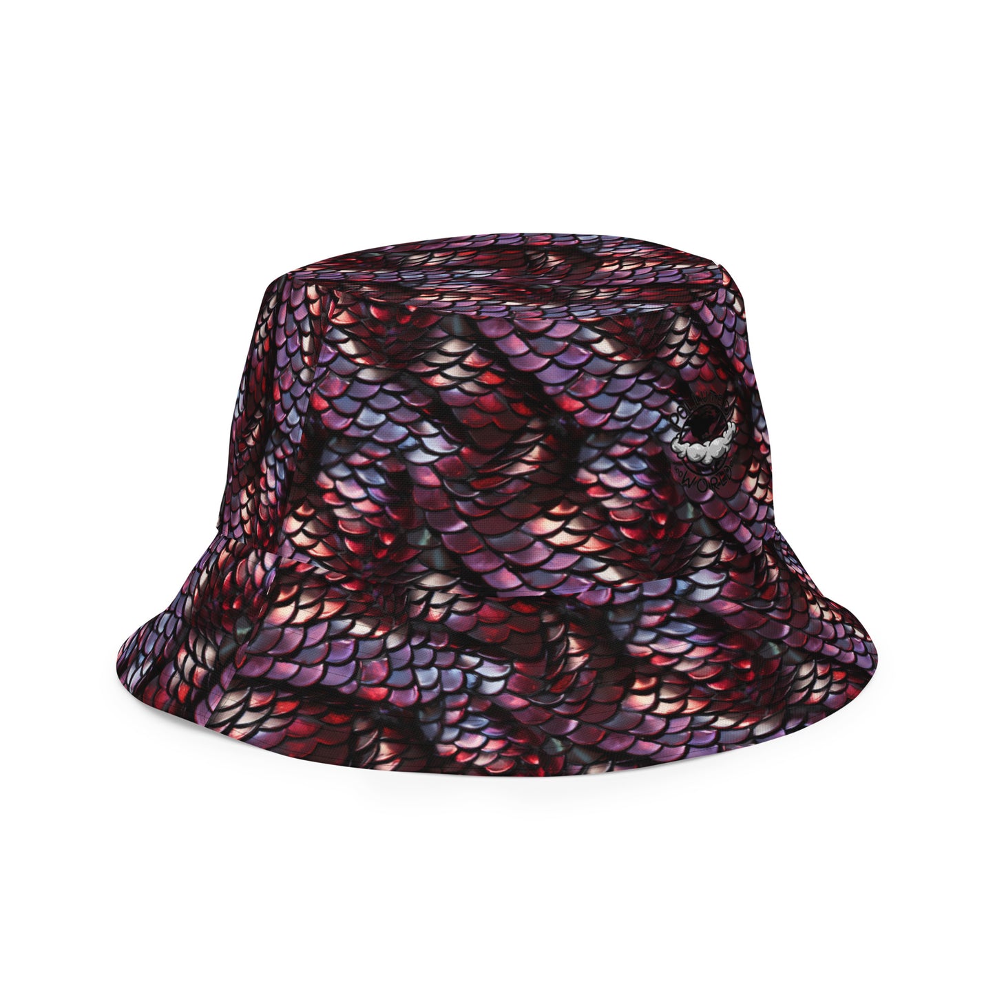 Reversible Bucket Hat Snake Scale #8 & 48 Ruby Red Blue