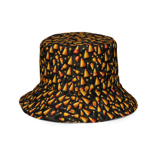 Reversible Bucket Hat Halloween Spooky Cauldron & Candy Corn