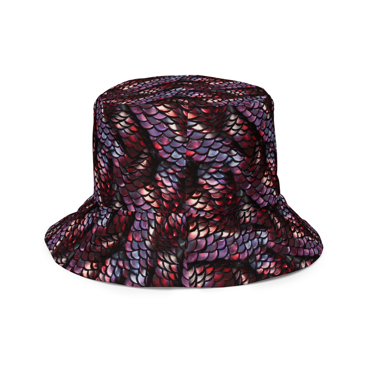 Reversible Bucket Hat Snake Scale #8 & 48 Ruby Red Blue