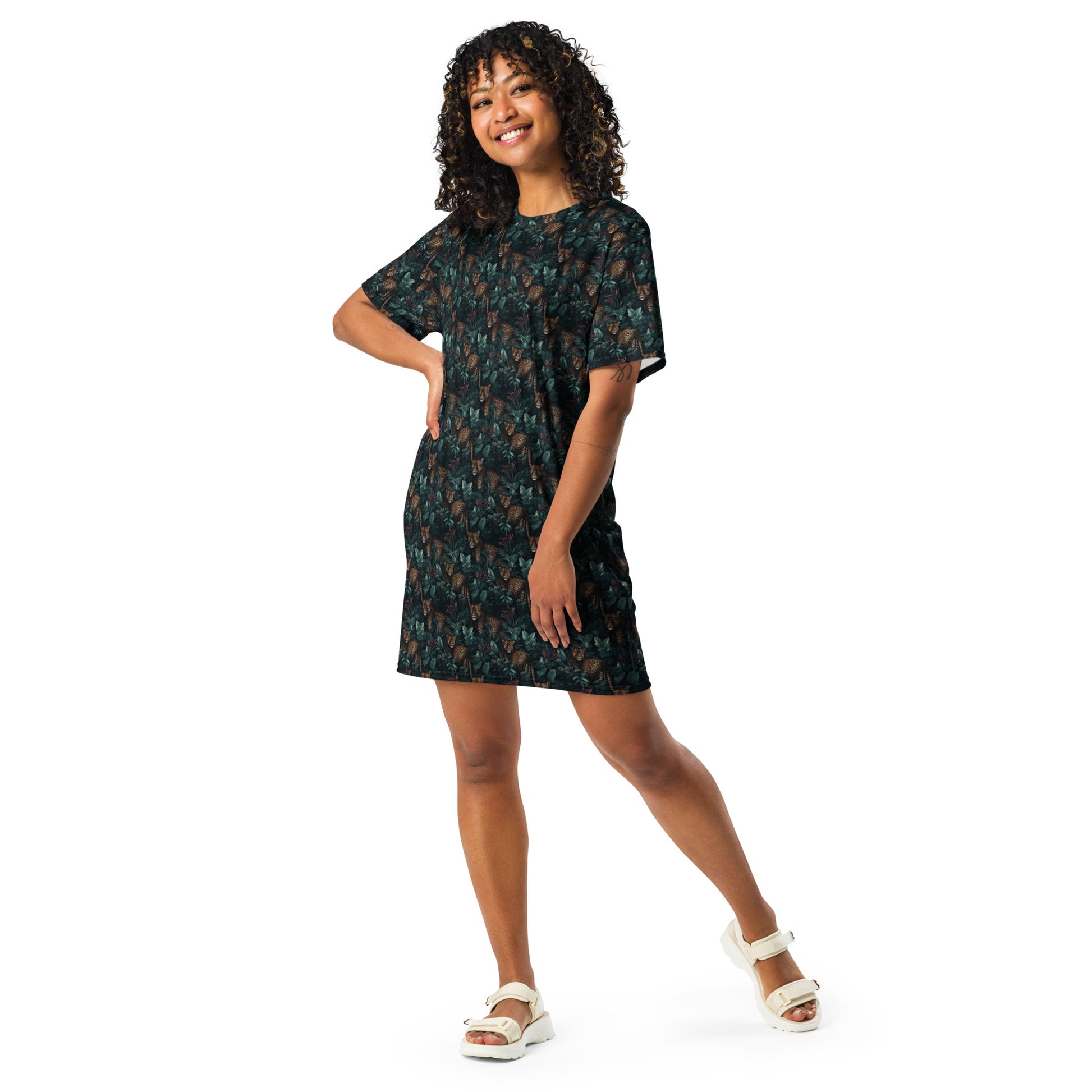 leopard tee shirt dress BONDED SATIN T-SHIRT DRESS IN LEOPARD PRINT MARQUES ' ALMEIDA