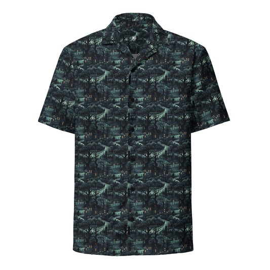 Button Shirt Halloween Graveyard