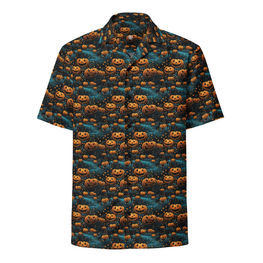 Button Shirt Halloween Pumpkin Patch