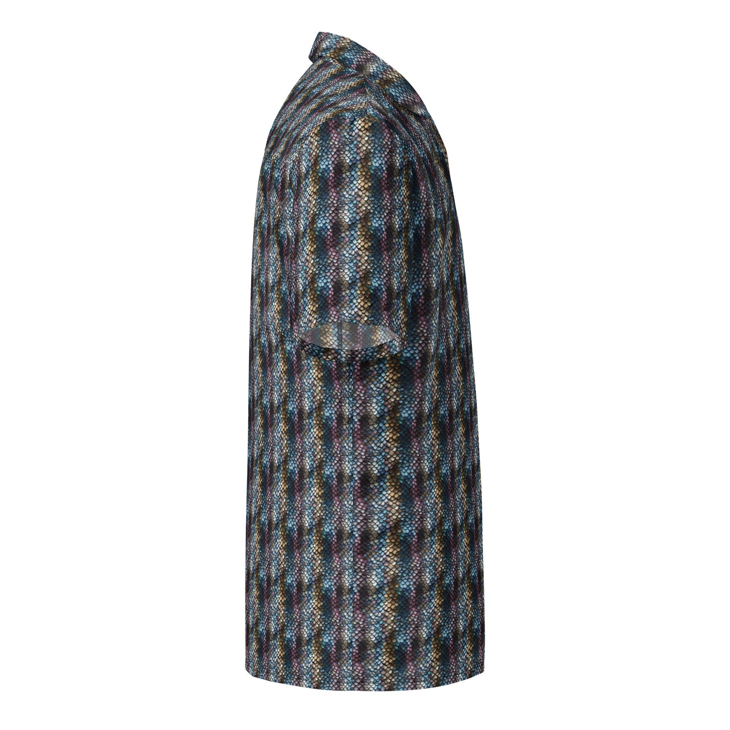 Button Shirt Snake Scale #16 Blue Lavender Gold