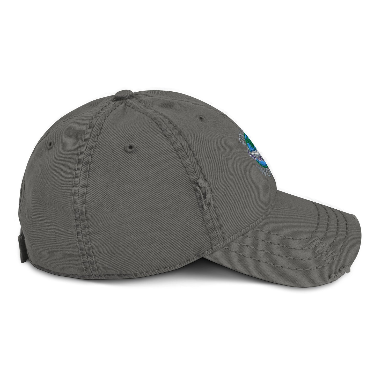 Distressed Dad Hat Polluted World Logo