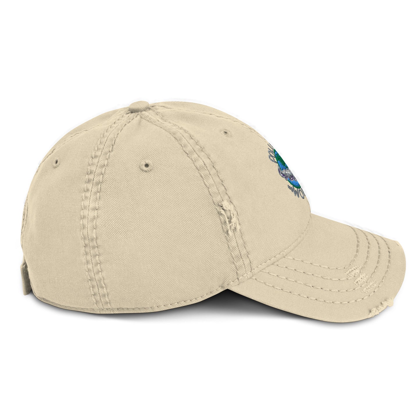 Distressed Dad Hat Polluted World Logo