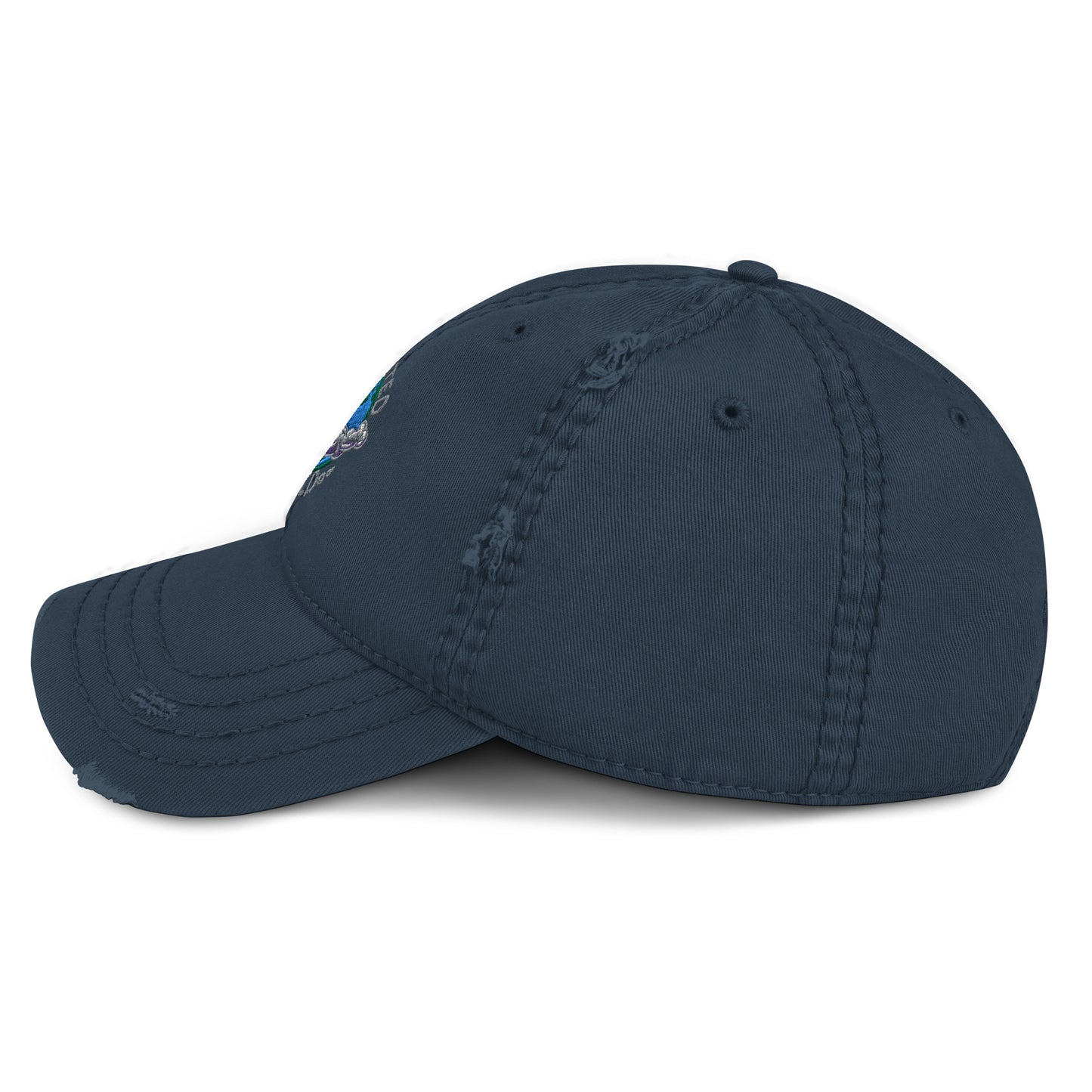 Distressed Dad Hat Polluted World Logo