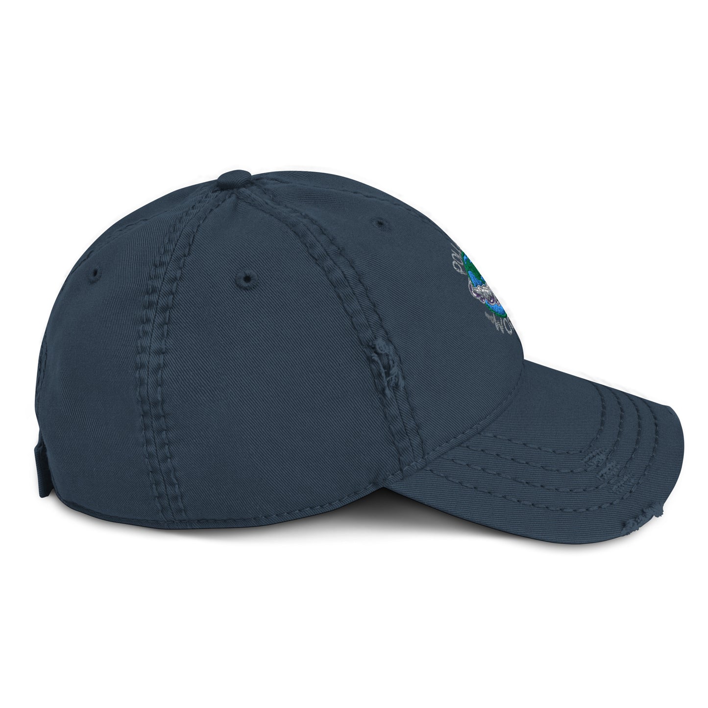 Distressed Dad Hat Polluted World Logo